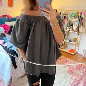 Free People Off the Shoulder Sweatshirt Top